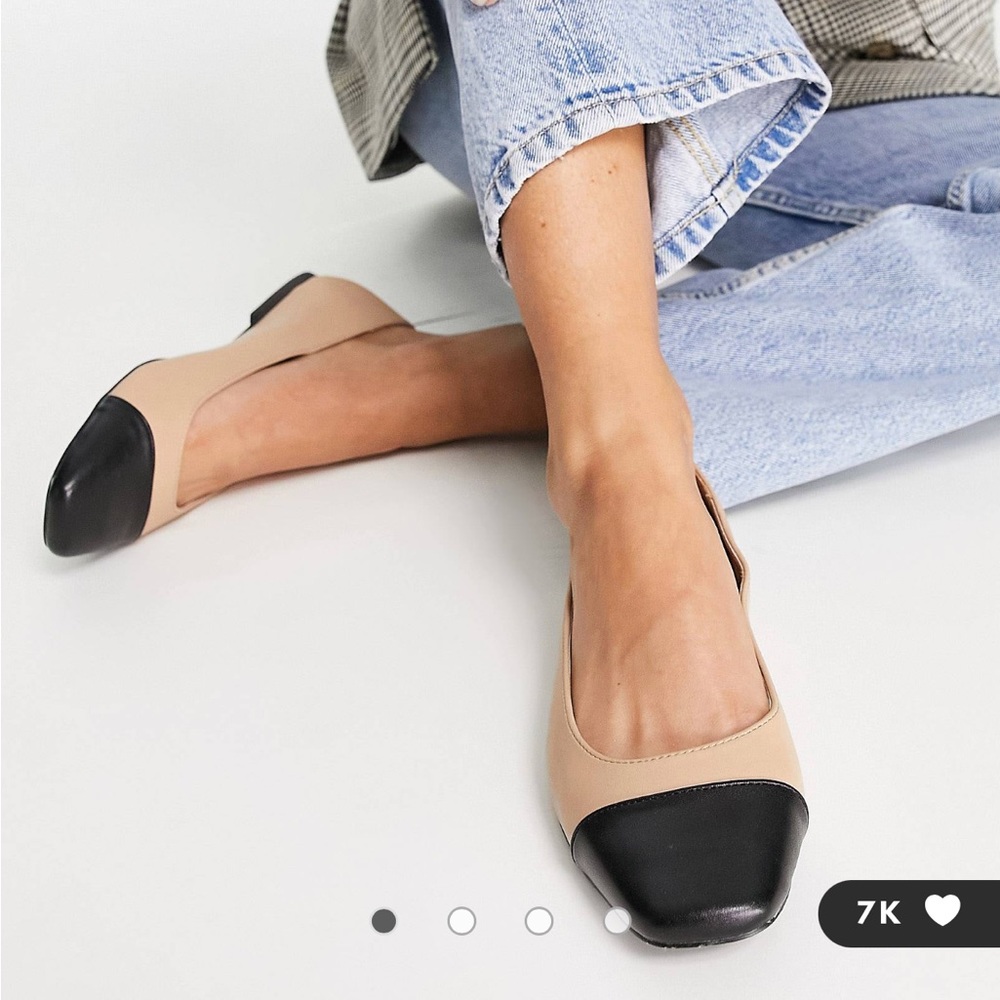 NWT asos cap toe square flats | Chanel style flats